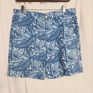 Southern Tide Blue Patterned Men's Flat Front Shorts